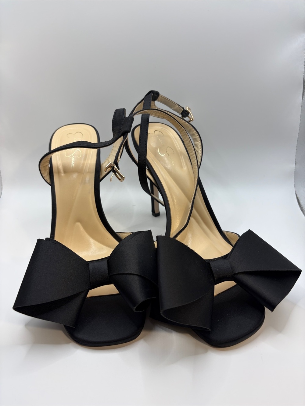 Jessica Simpson Black Bow Ankle-Strap Heels